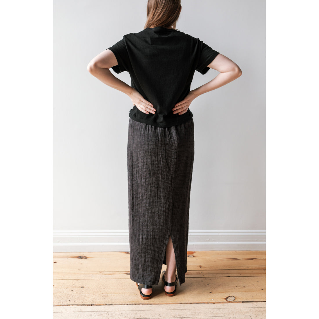 Black Crane Long Skirt in Lemon