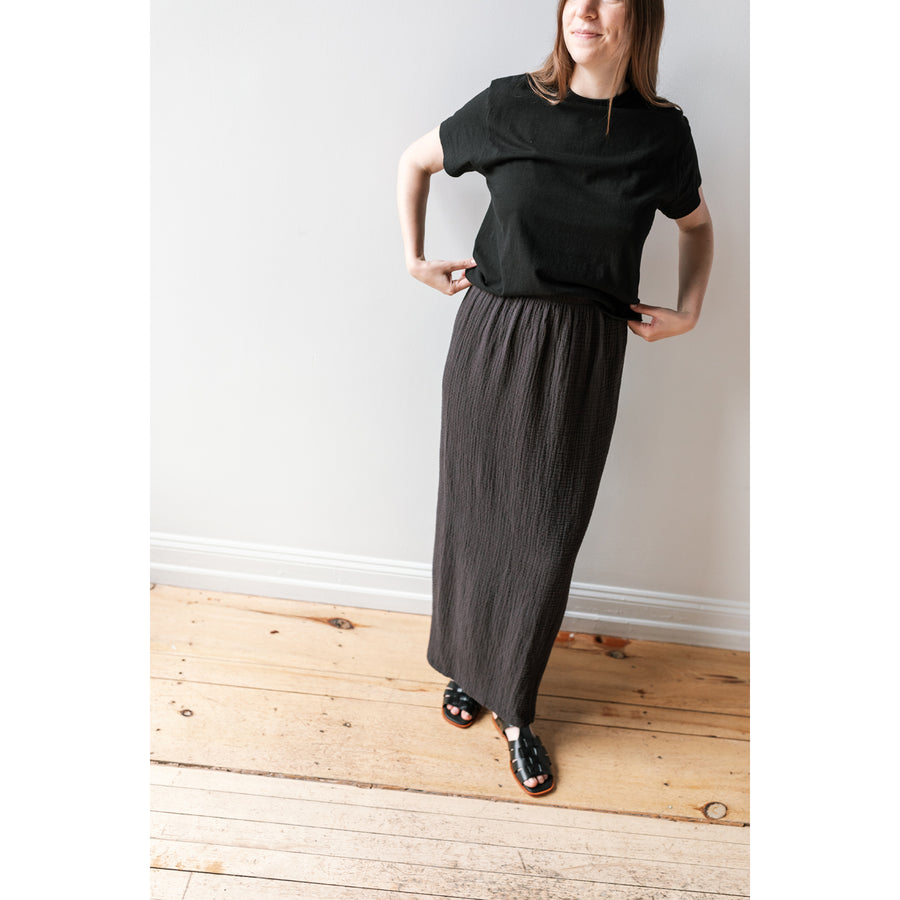 Black Crane Long Skirt in Lemon