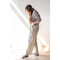 Evam Eva Linen Cotton Tuck Pants in Antique White