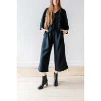 Kaarem Bambu Split Leg Pant in Black Blue