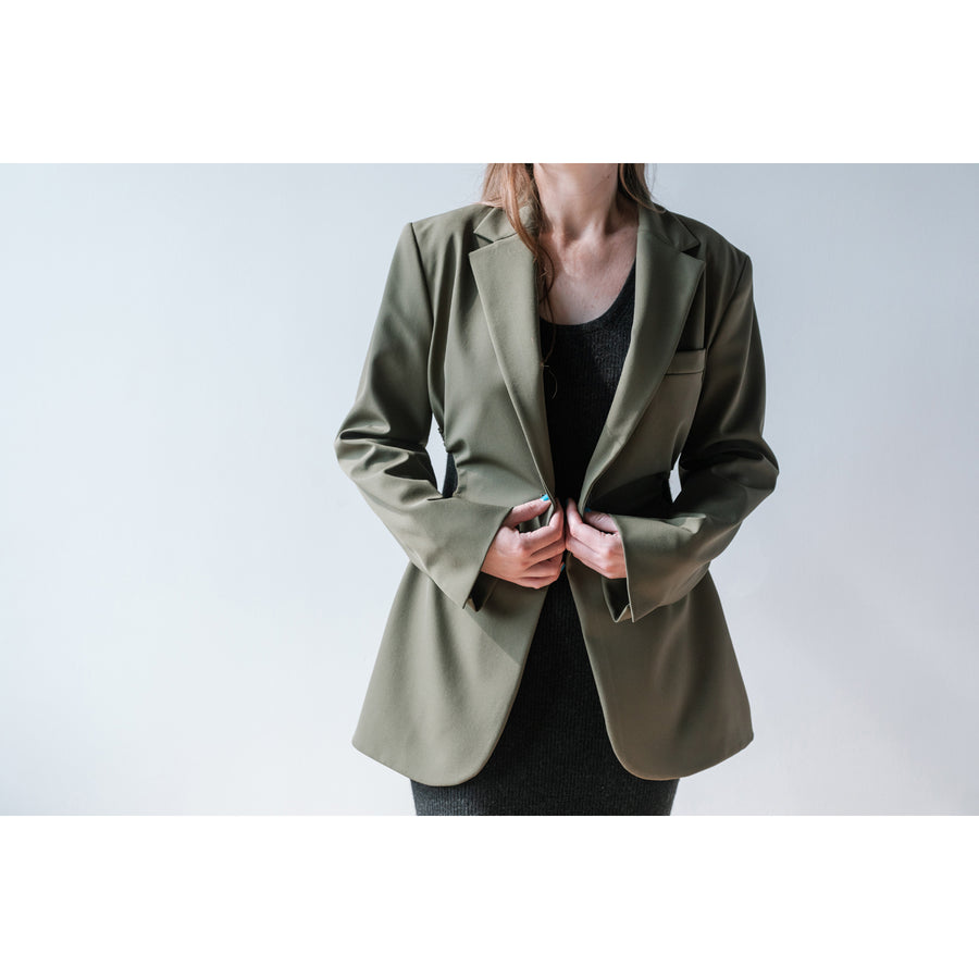 Nomia Gathered Cut Out Blazer in Loden