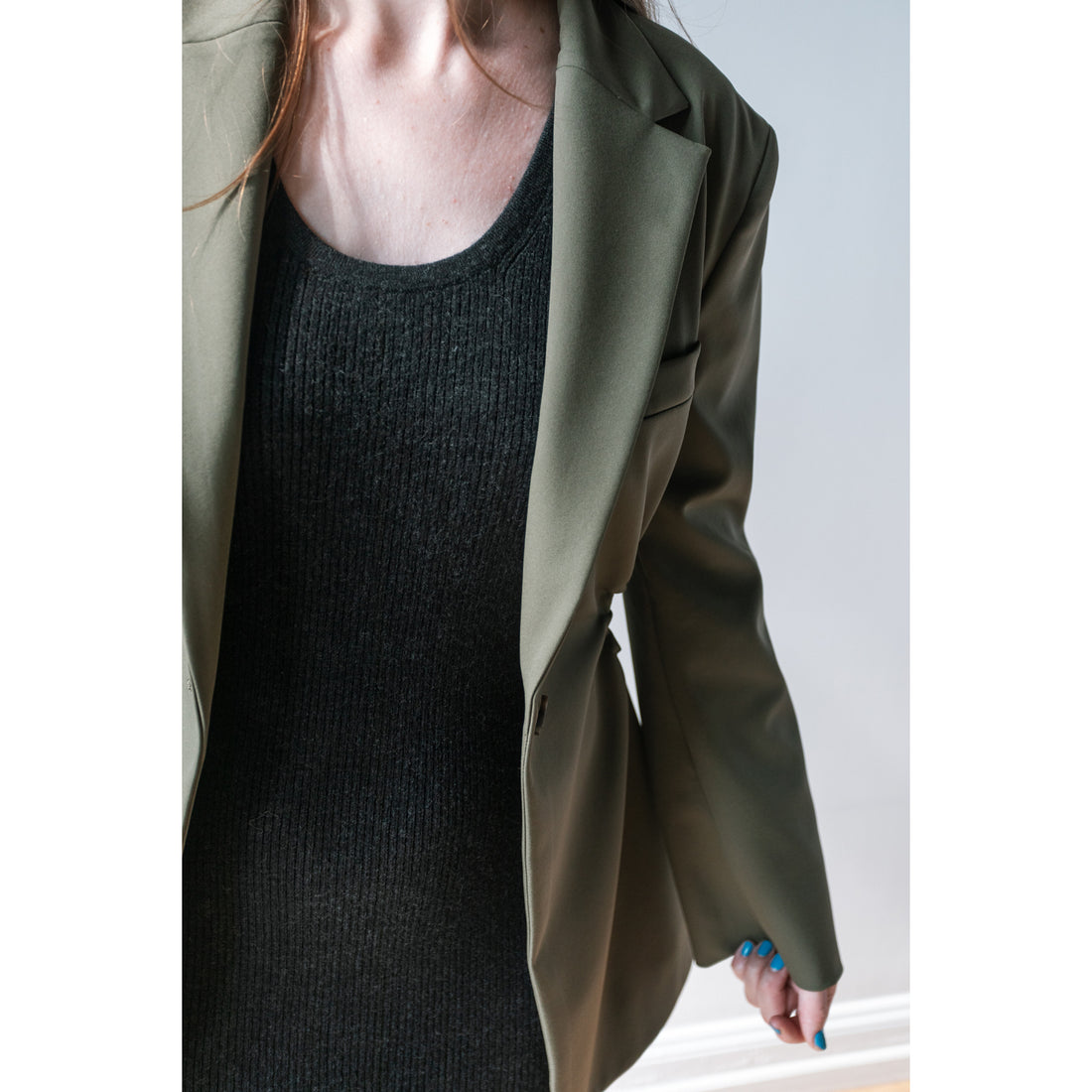 Nomia Gathered Cut Out Blazer in Loden