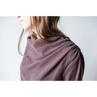 Black Crane Ruched Dress in Plum