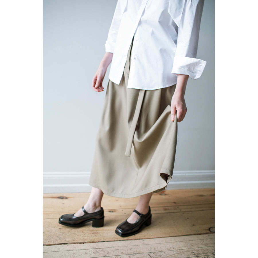 Sayaka Davis Flared Long Skirt in Beige