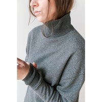 JUDITH Oversized Mockneck in Dark Grey Melange