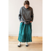 ICHI Crinkle Skirt in Blue Green