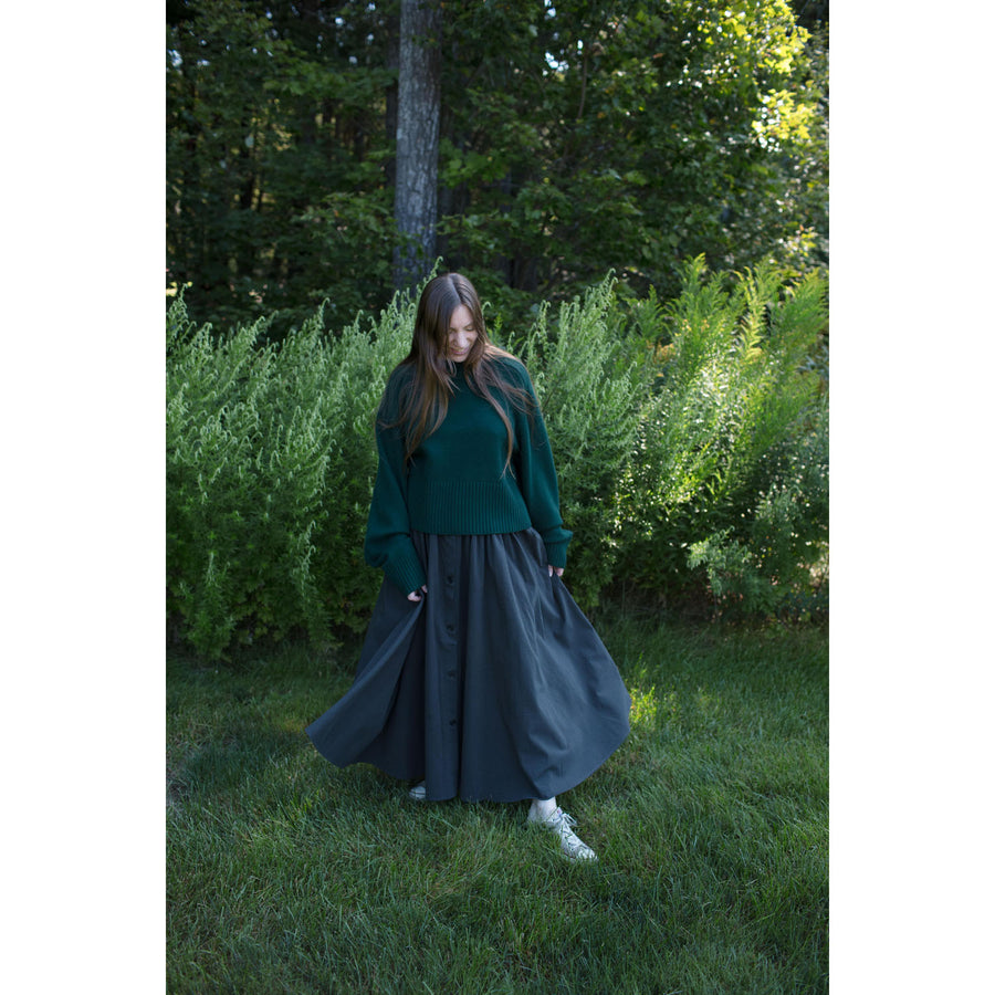 Black Crane Circular Skirt in Dark Grey