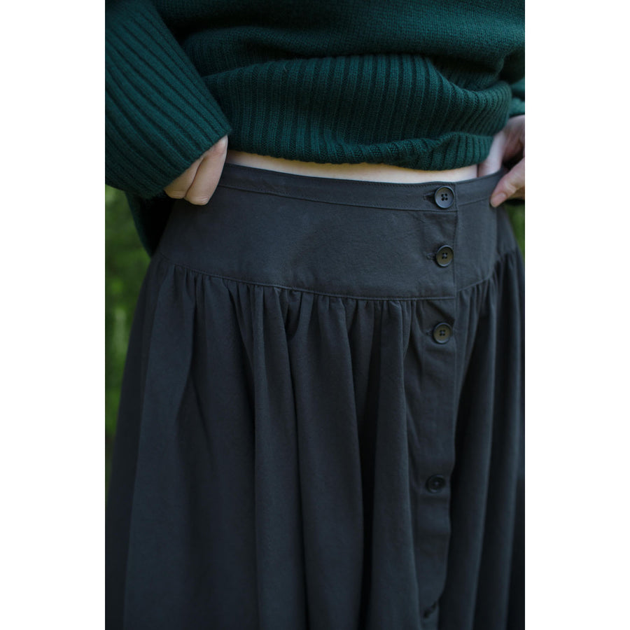 Black Crane Circular Skirt in Dark Grey