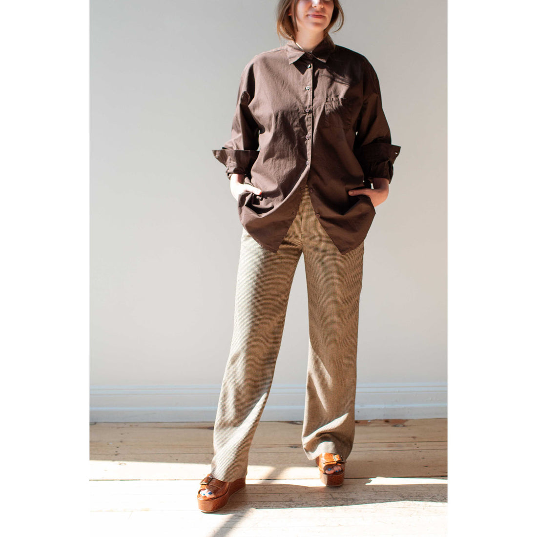 Rodebjer Aniara Hounds Pants in Brown and Beige