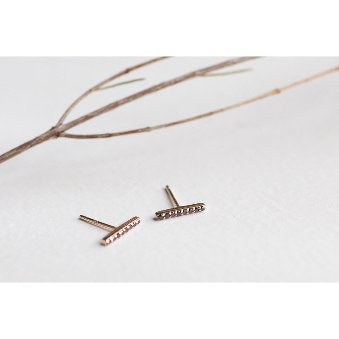 Melissa Joy Manning Black Diamond Linear Stud Earrings