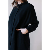 ICHI Long Pullover Blouse in Black