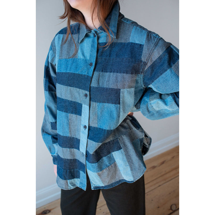 Carleen Big Shirt in Log Cabin Patchwork