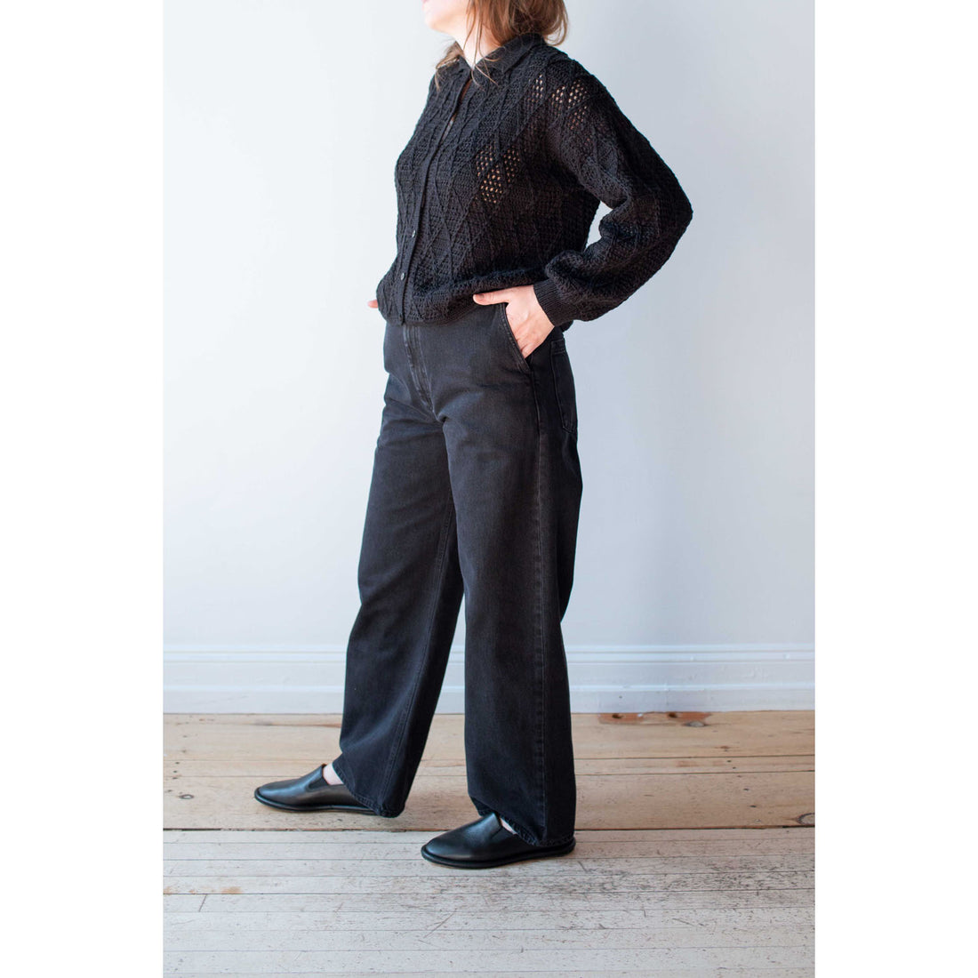 Kallmeyer Wide Leg Column Jeans in Onyx