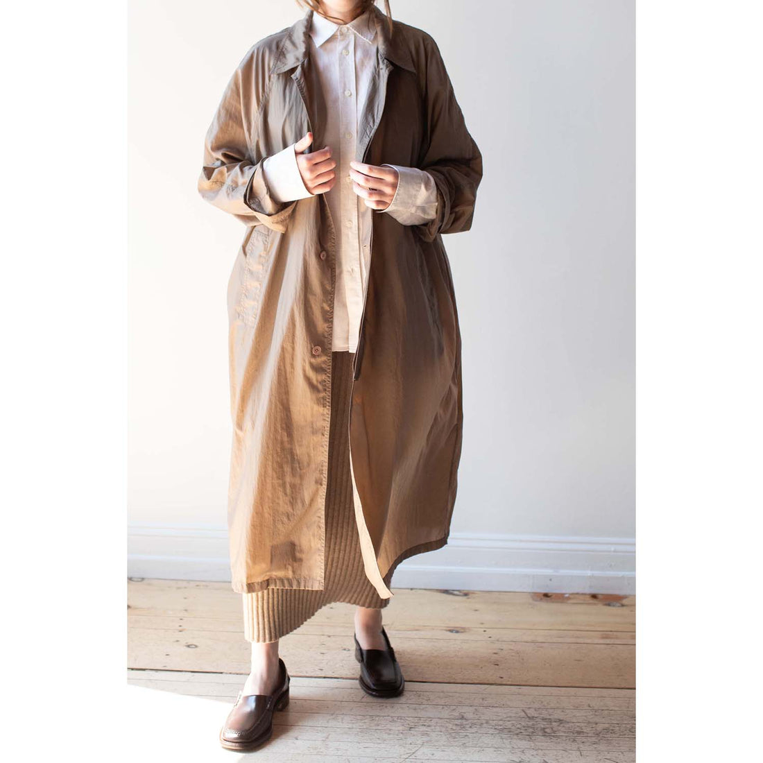 Hope Flood Nylon Coat in Mid Beige