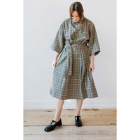 Henrik Vibskov Transfer Dress in Brown Green Checks