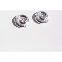 Nomia Spiral Polka Dot Earrings in Silver/Cobalt