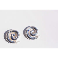 Nomia Spiral Polka Dot Earrings in Silver/Cobalt