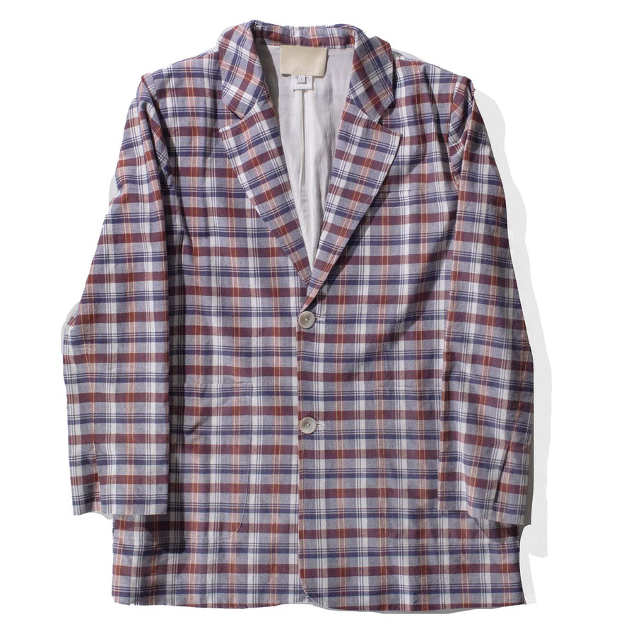 Anaak Lane Scholar Blazer in Indigo Madras Plaid