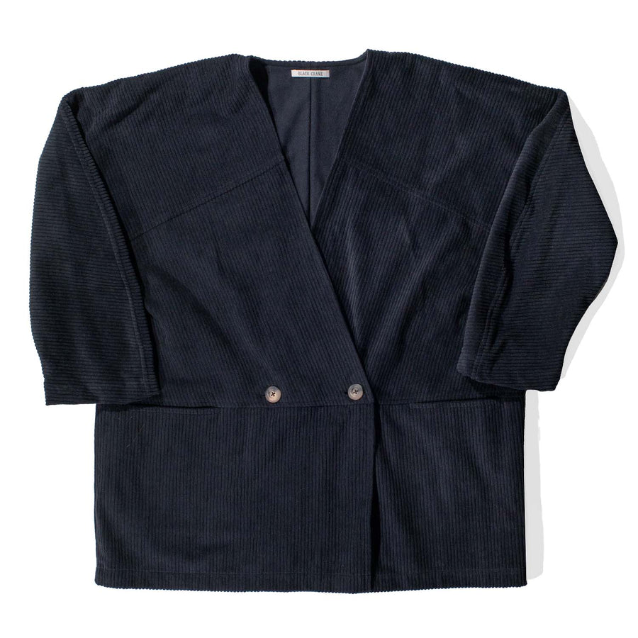 Black Crane Corduroy Geometric Jacket in Dark Grey