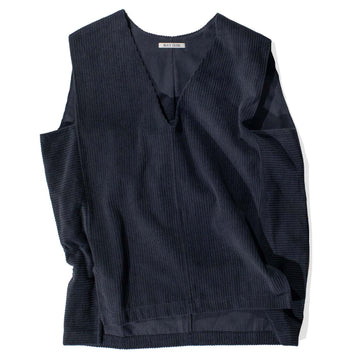 Black Crane Corduroy Vest in Dark Grey