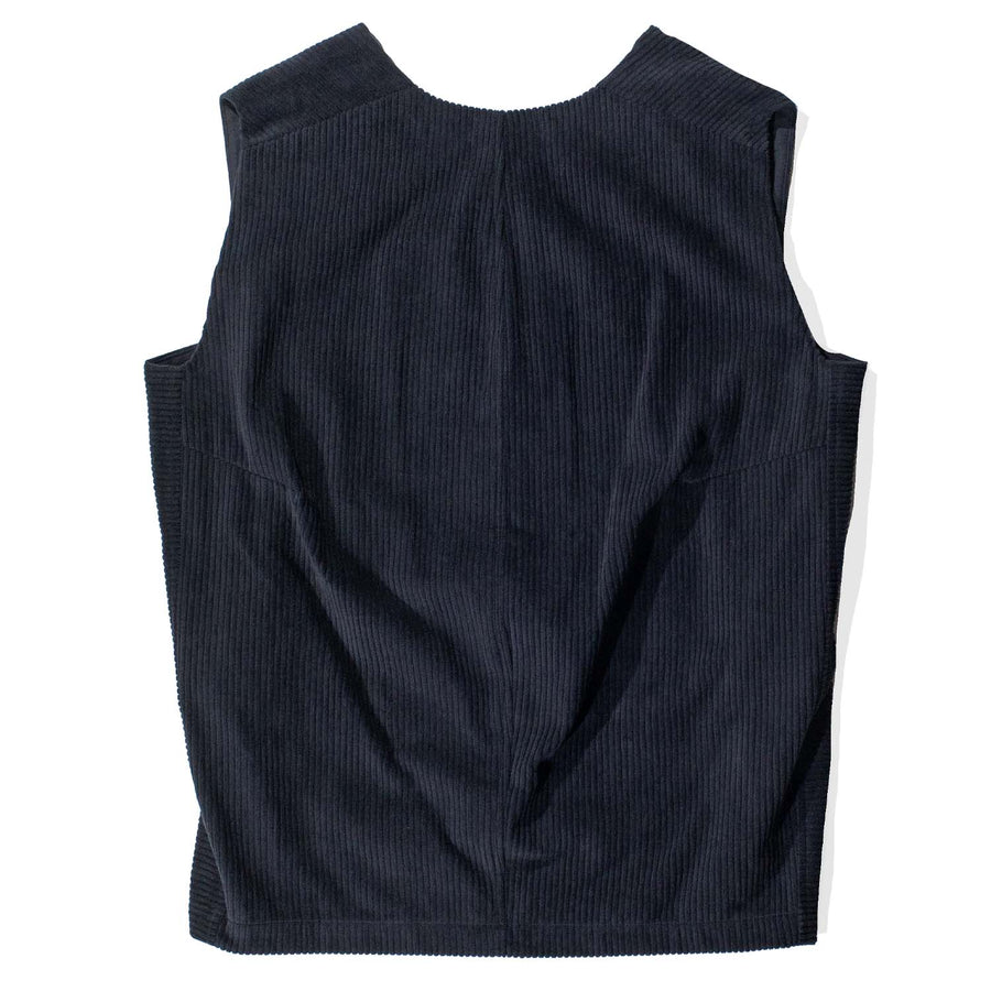 Black Crane Corduroy Vest in Dark Grey