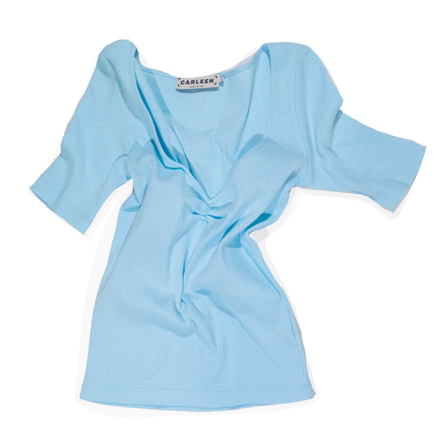 Carleen Lara Shirt in Blue Pointelle