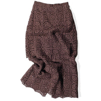 Caron Callahan Lakshmi Skirt in Chocolate Cotton Lace