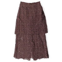 Caron Callahan Lakshmi Skirt in Chocolate Cotton Lace