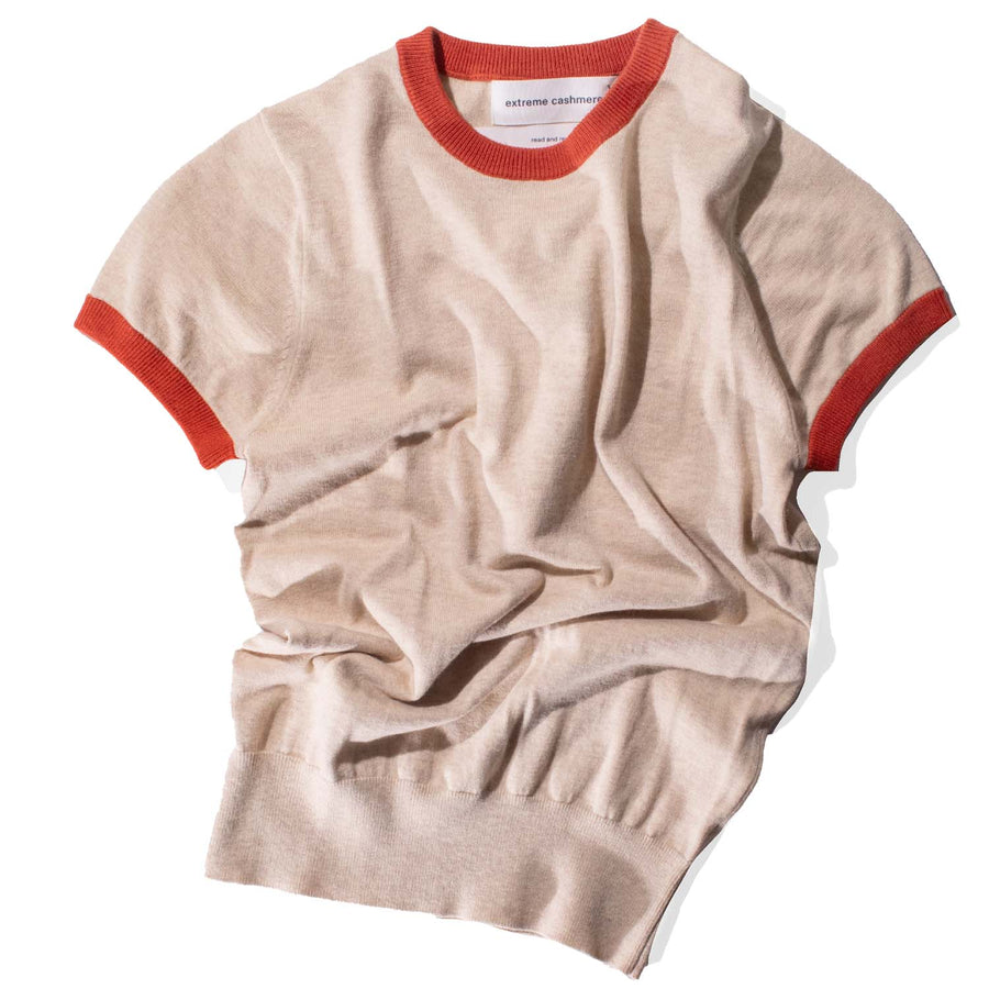 Extreme Cashmere Chloe T-Shirt in Latte/Dark Orange