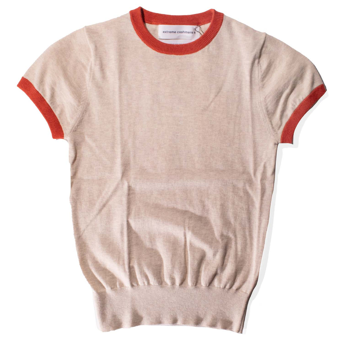 Extreme Cashmere Chloe T-Shirt in Latte/Dark Orange