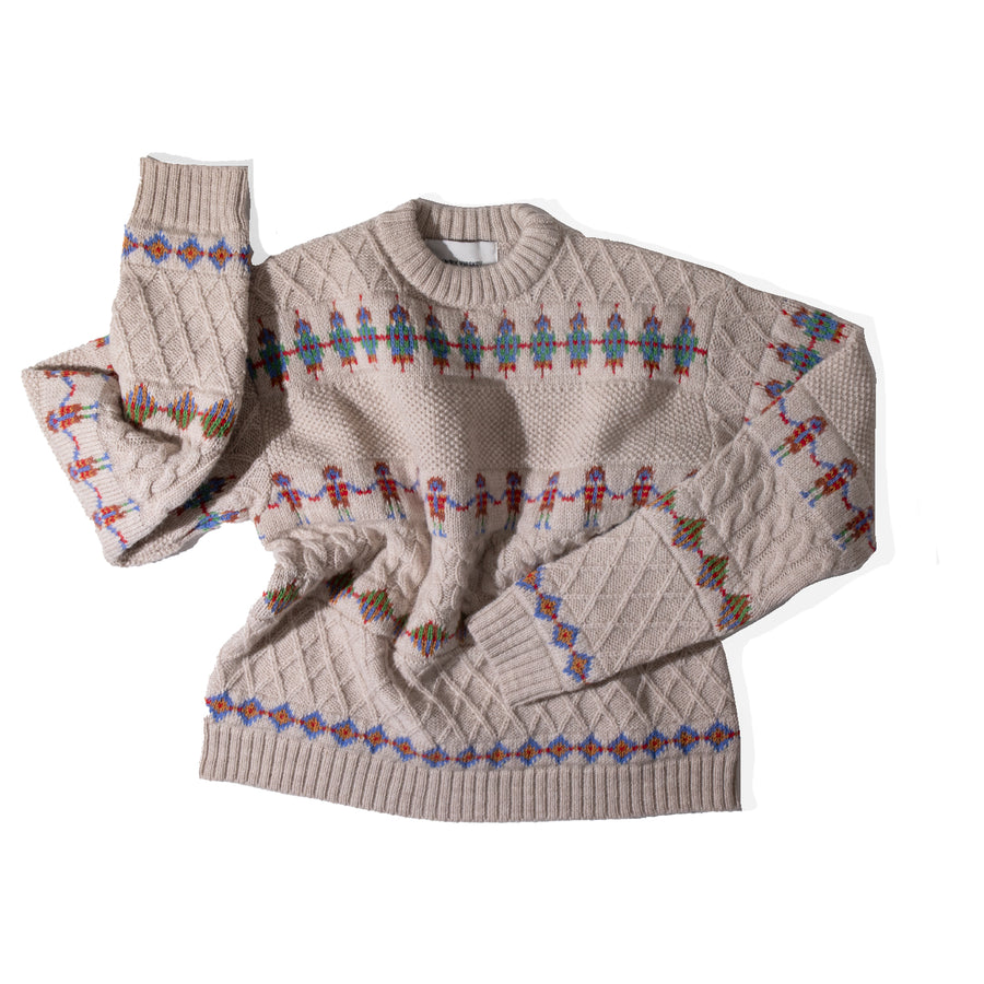 Henrik Vibskov Cable Jack Knit Sweater in Beige Multi Knit