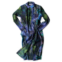 Henrik Vibskov Chaos Pleat Shirt Dress in Kaleidoscope Blue