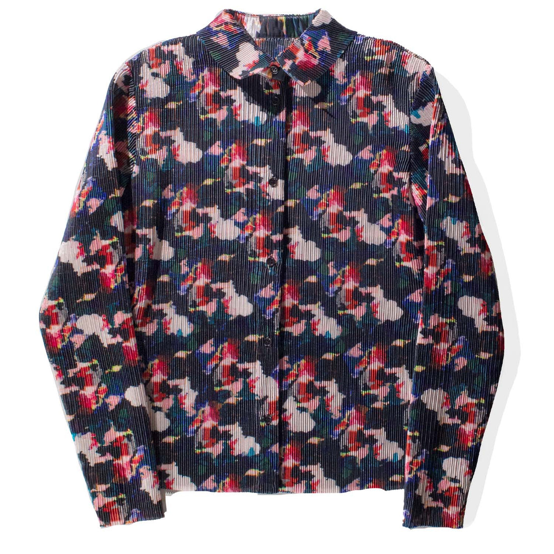 Henrik Vibskov Remember Plisse Shirt in Dark Flowery Clouds