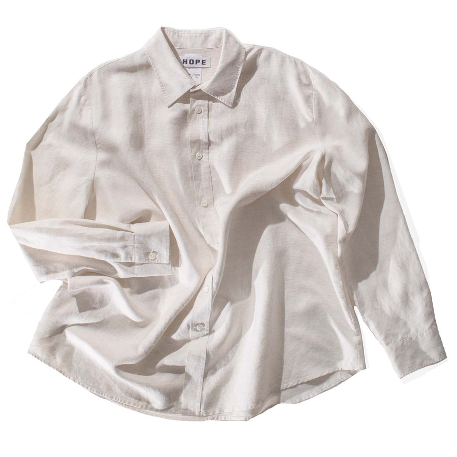 Hope Elma Edit Clean Shirt in Light Beige Micro Stripe