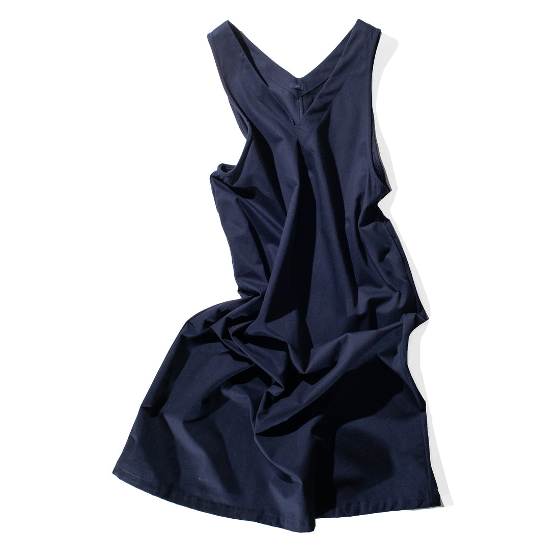 ICHI Woven Cotton Dress in Navy