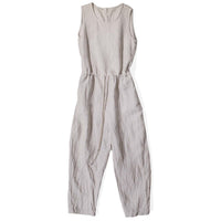 Ichi Antiquités Linen Canvas Sleeveless Jumpsuit in Natural