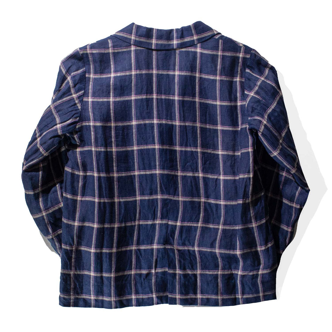 Ichi Antiquités Linen Check Jacket in Navy