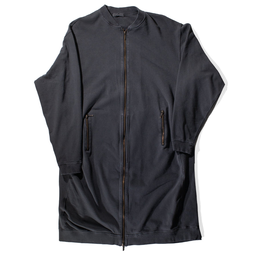 Ichi Antiquités French Terry Long Zip Blouson in Charcoal