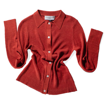 Kallmeyer Cropped Slinky Cardigan in Tomato