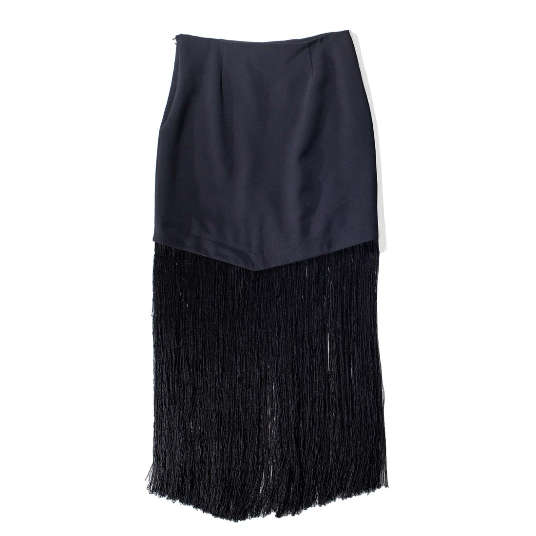 Nomia Asymmetric Fringe Skirt in Black