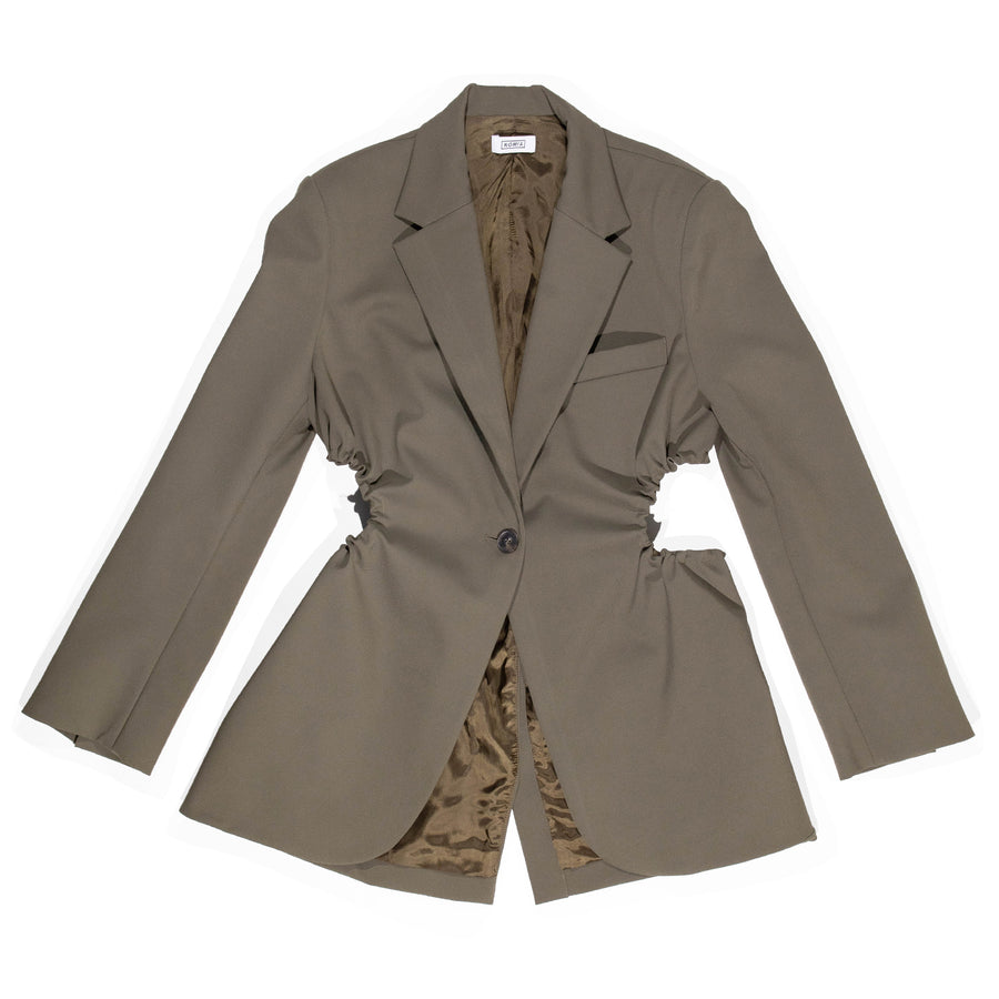 Nomia Gathered Cut Out Blazer in Loden