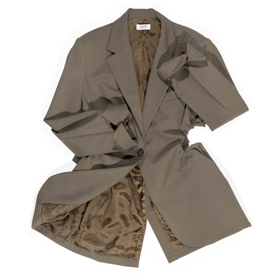 Nomia Gathered Cut Out Blazer in Loden