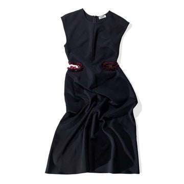 Nomia Midi Dress with Jewel Cutout in Black