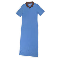 Nomia Polo Maxi Dress in Ocean / Brown Collar