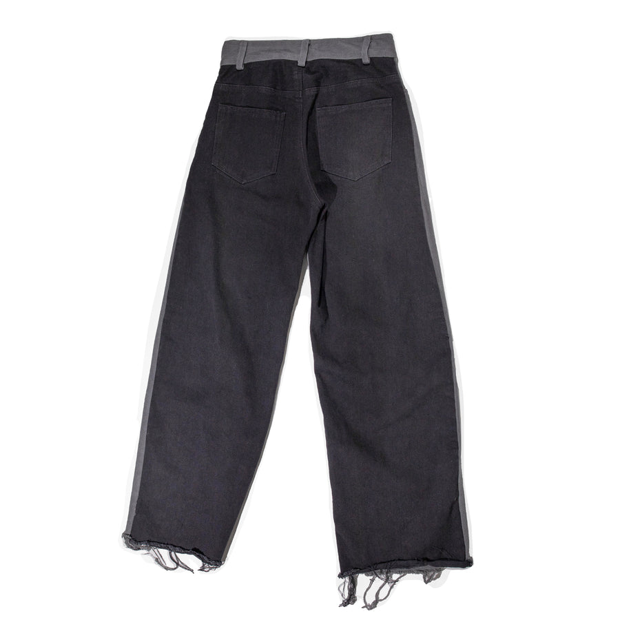 Nomia Two Tone Wide Leg Jeans in Grey / Black