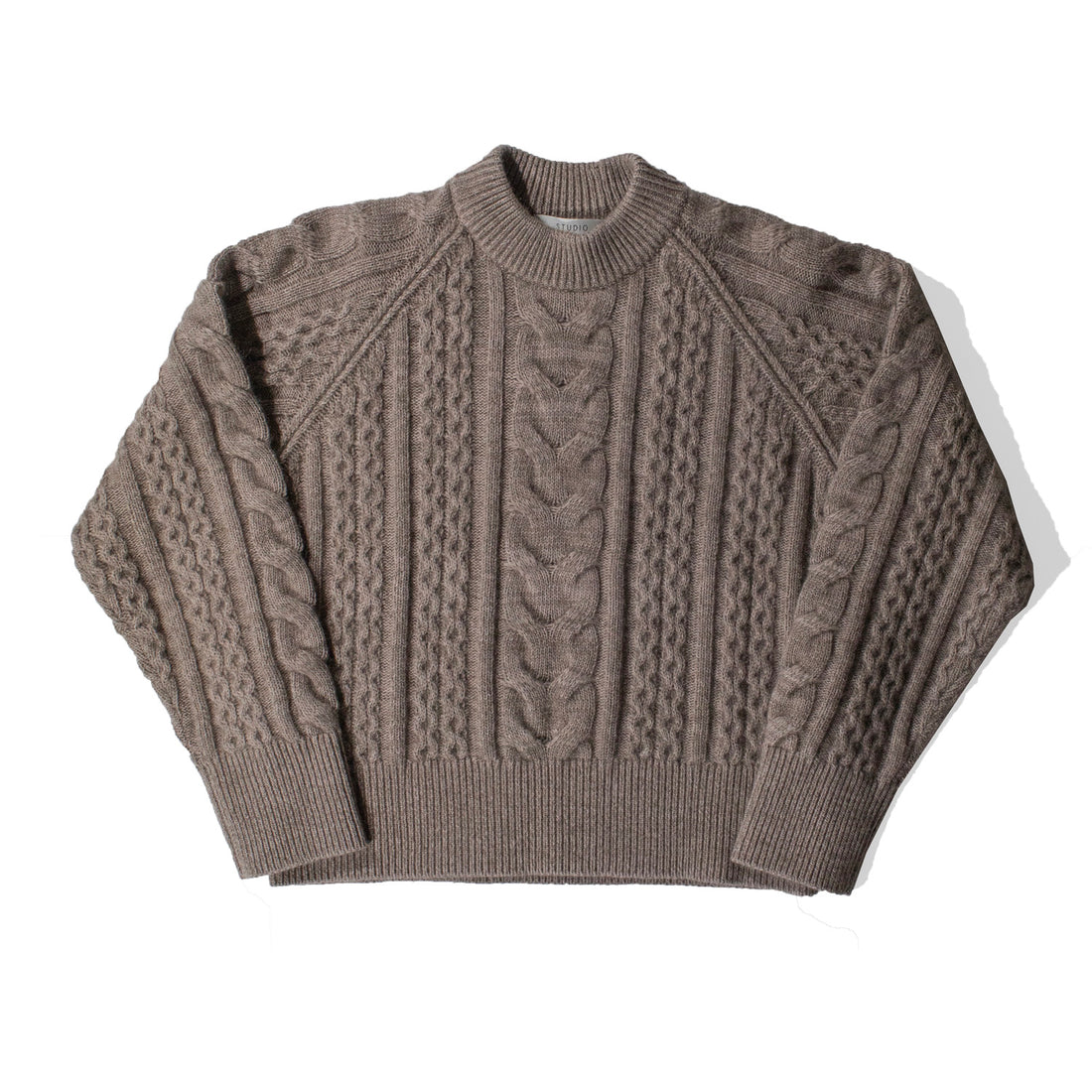 Studio Nicholson Molve Cable Knit Crew Neck in Oatmeal