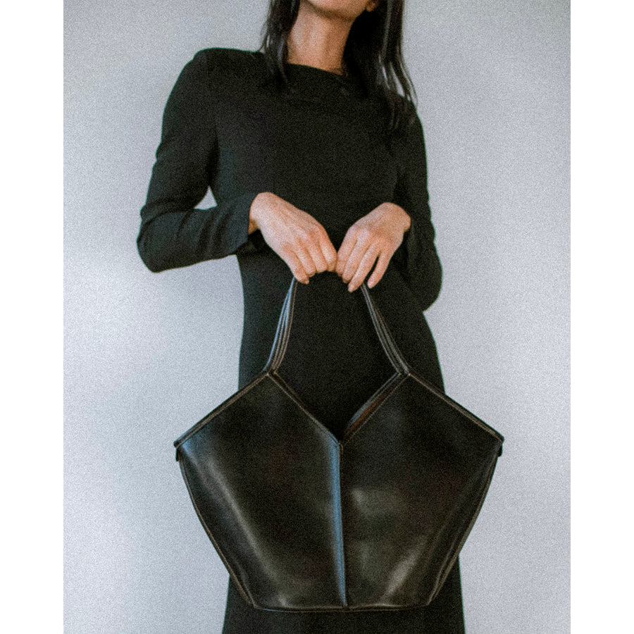 Hereu Calella Leather Tote in Ebony