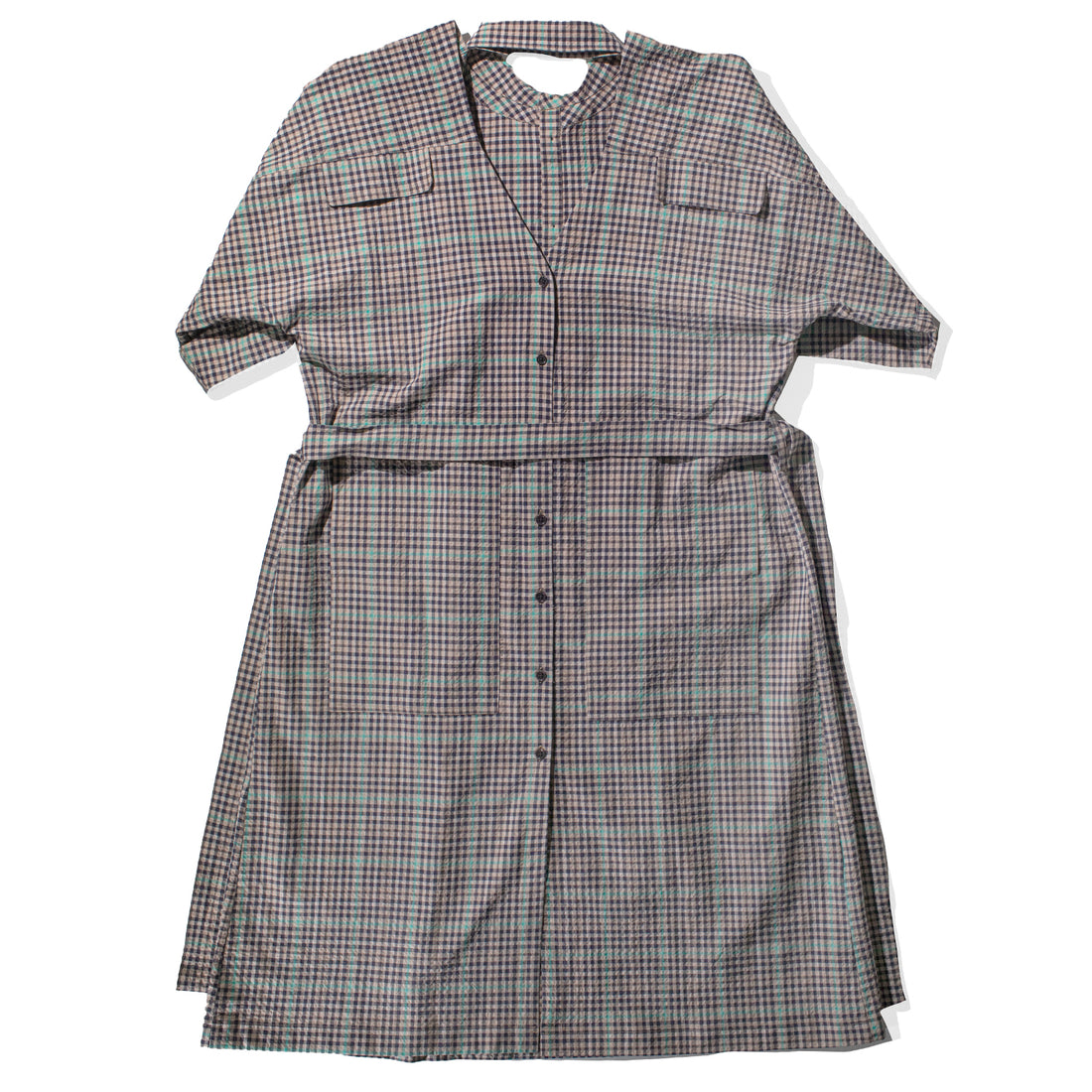 Henrik Vibskov Transfer Dress in Brown Green Checks