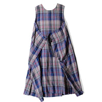 Ichi Antiquités Linen Check Dress in Navy