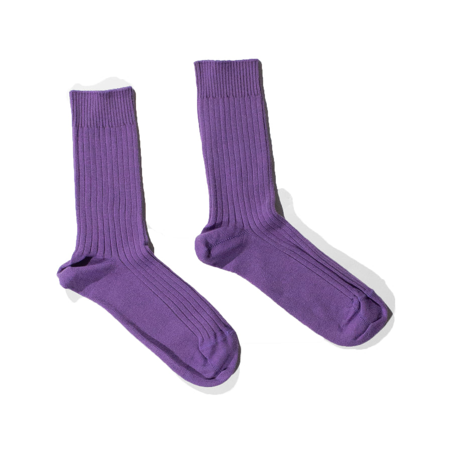 Baserange Rib Overankle Socks in Yu Purple